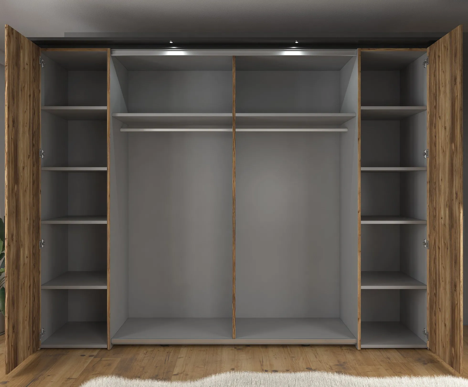 Jacob - Kledingkast met schuifdeuren - Zwart/eiken - 280x67x214 cm