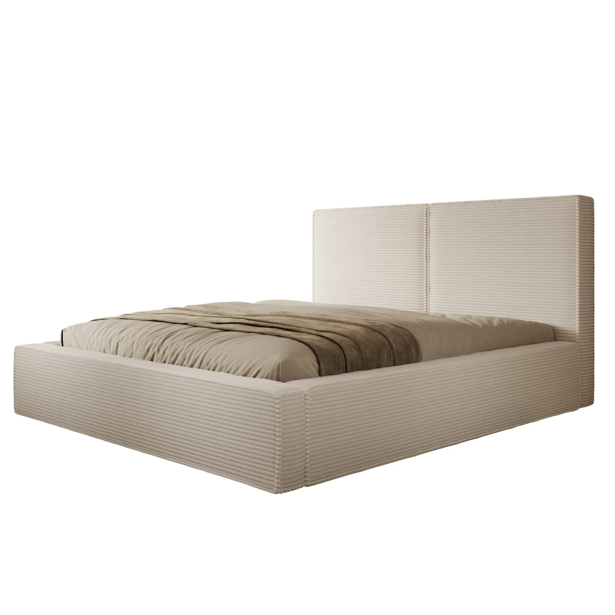 Jarviz - Tweepersoonsbed - Beige ribstof - 180x200 cm