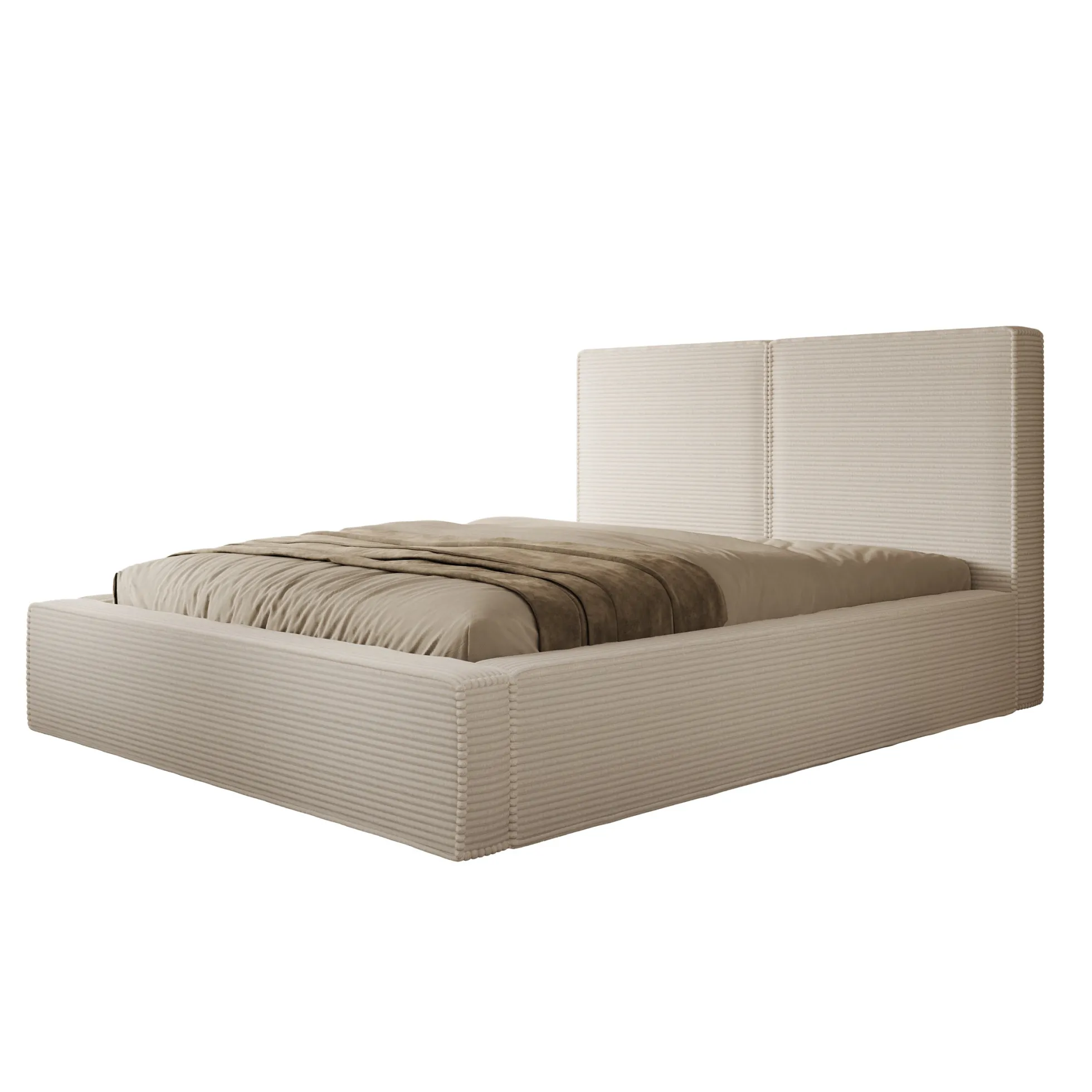 Jarviz - Tweepersoonsbed - Beige ribstof - 160x200 cm