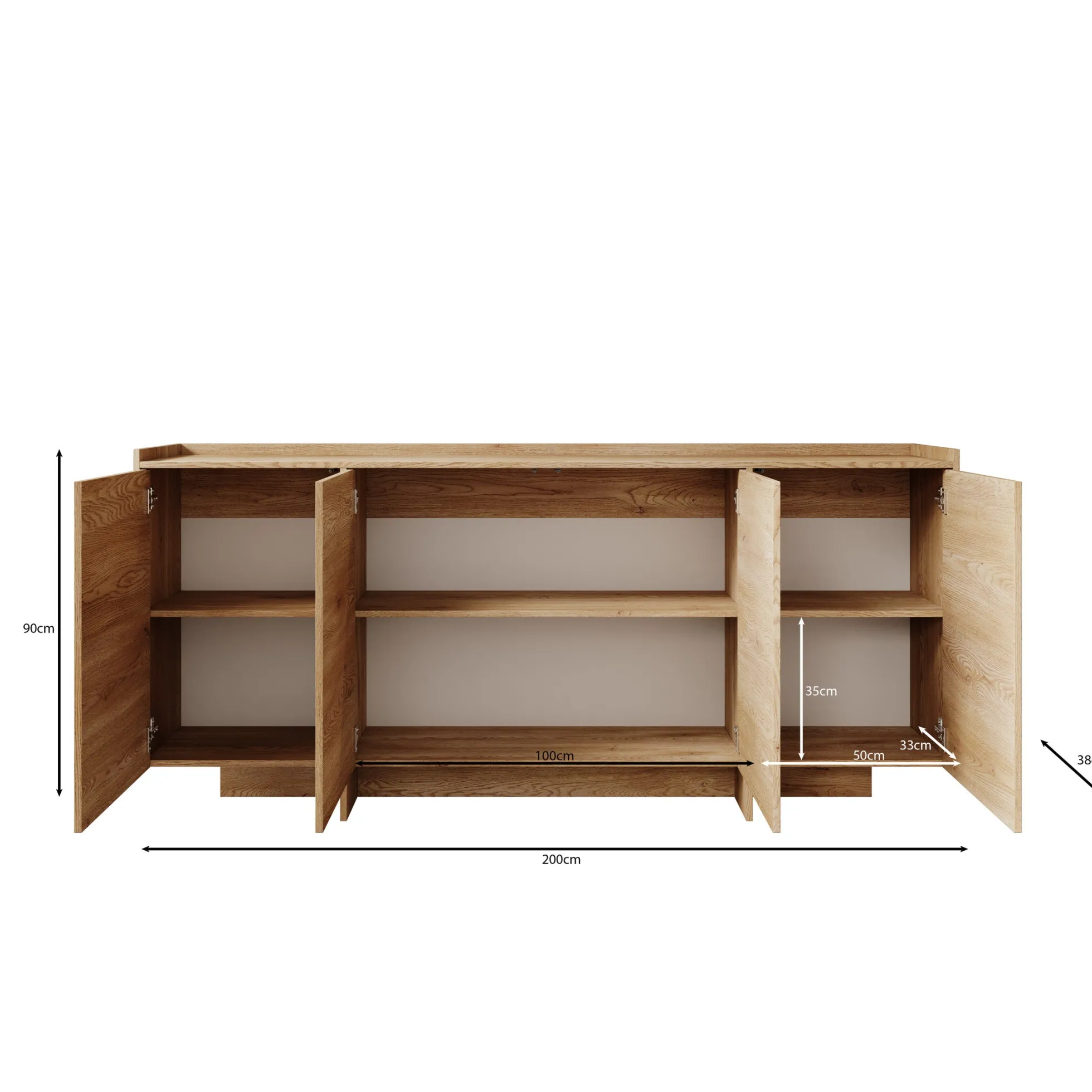 Jaxon - Dressoir - Donker eiken - 200x38x90 cm