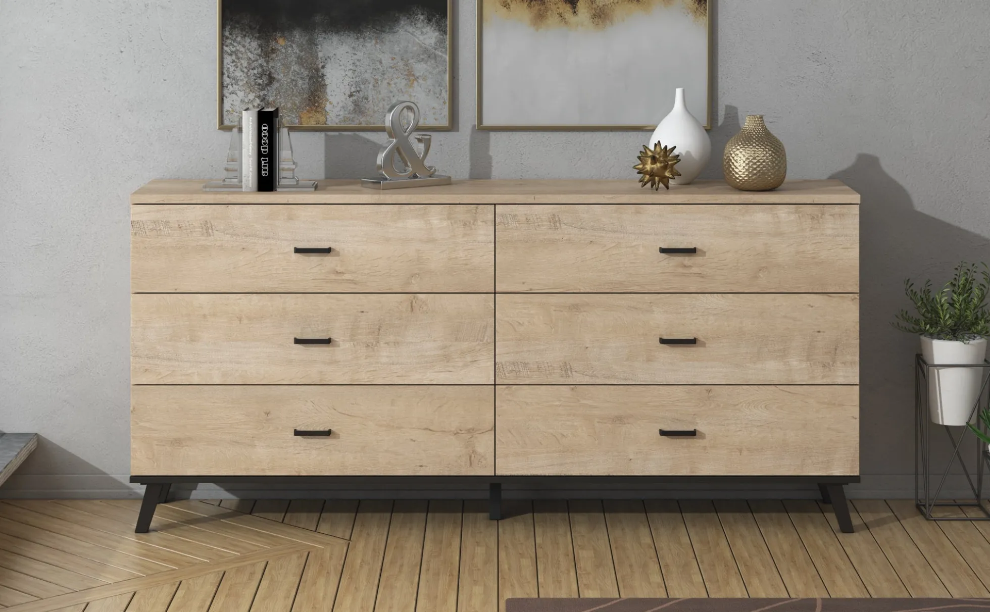 Jenny - Dressoir - Eiken/zwart - 181x40x84 cm