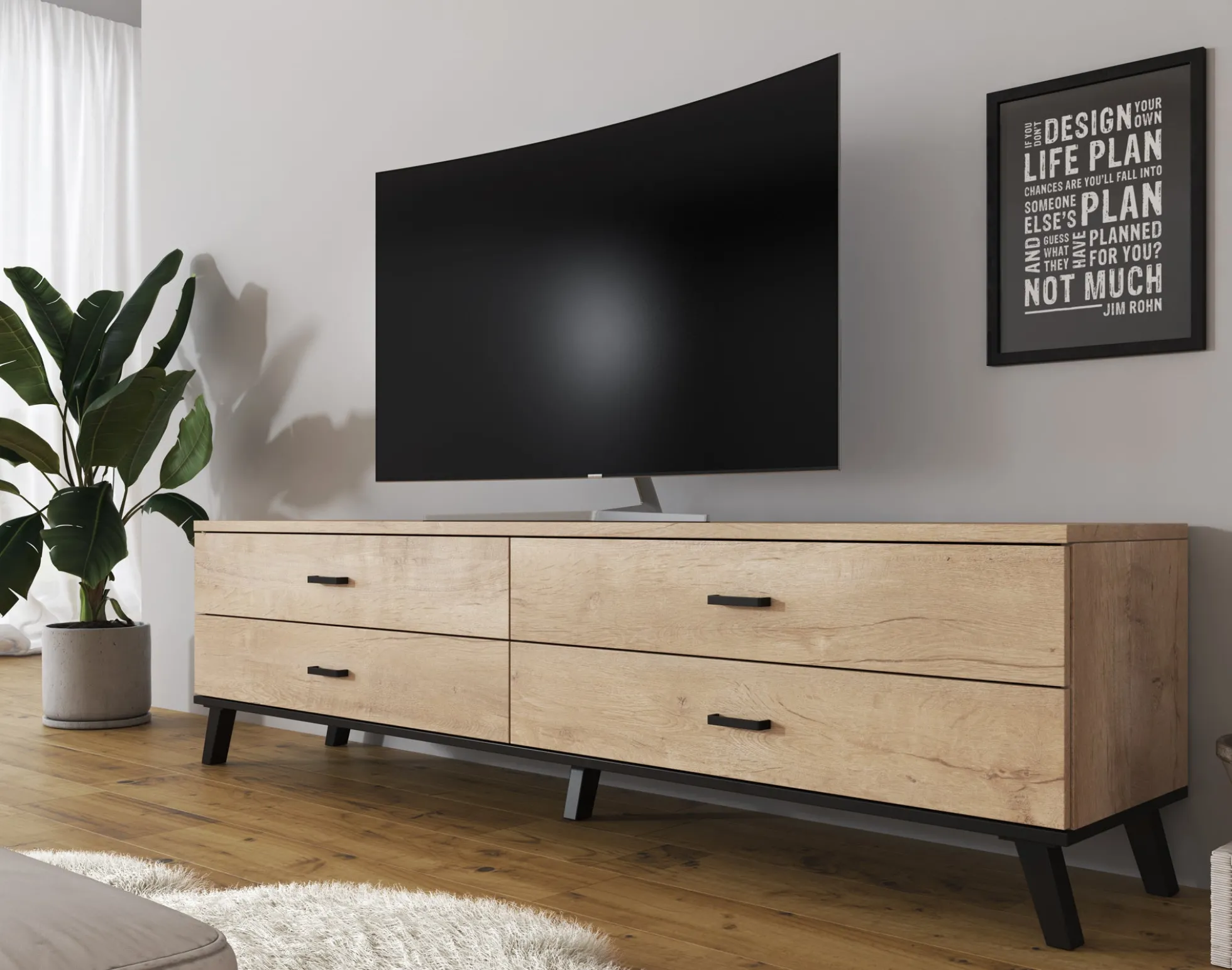 Jenny - TV-Meubel met 4 lades - Eiken - 181 cm