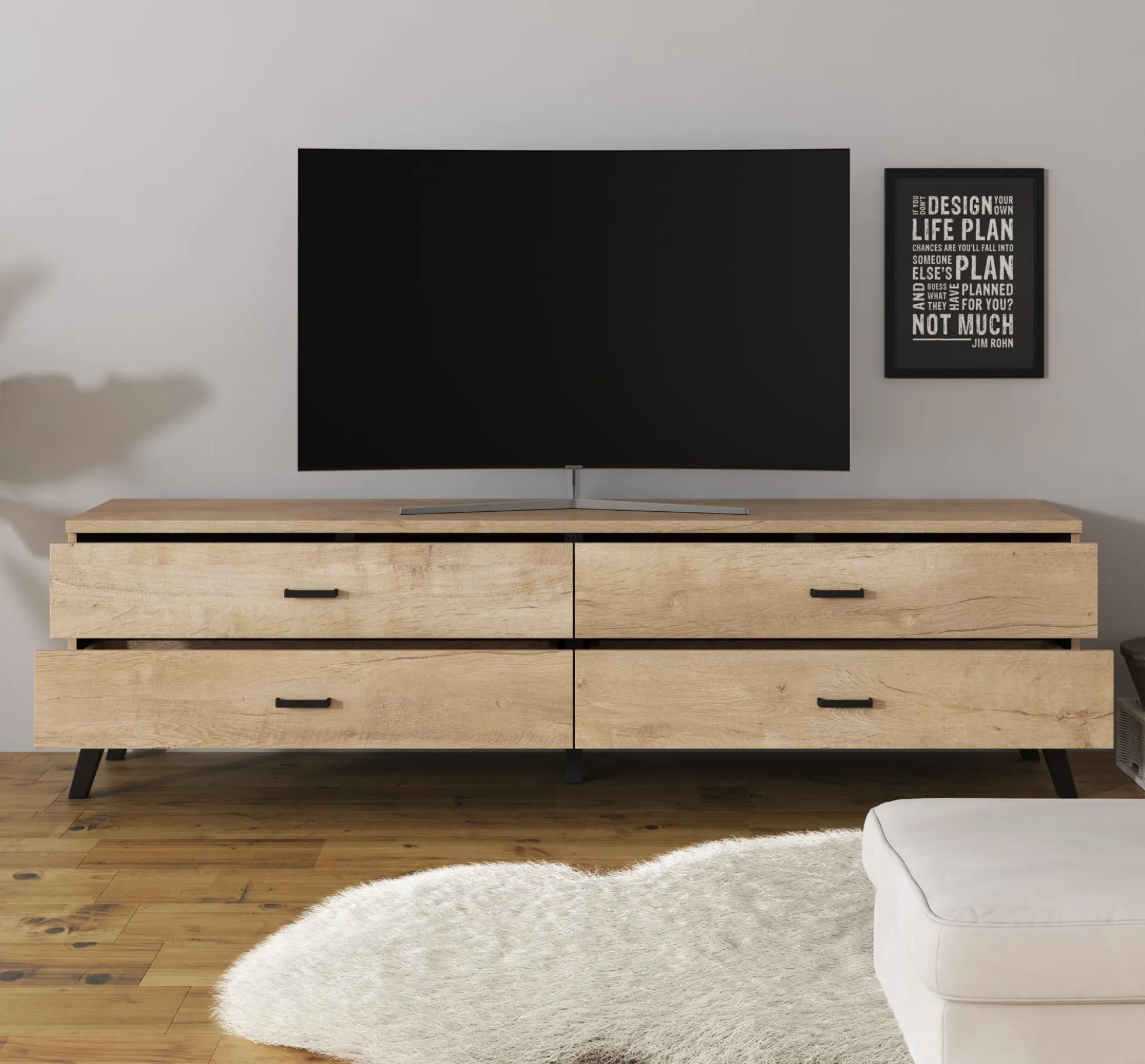 Jenny - TV-Meubel met 4 lades - Eiken - 181 cm