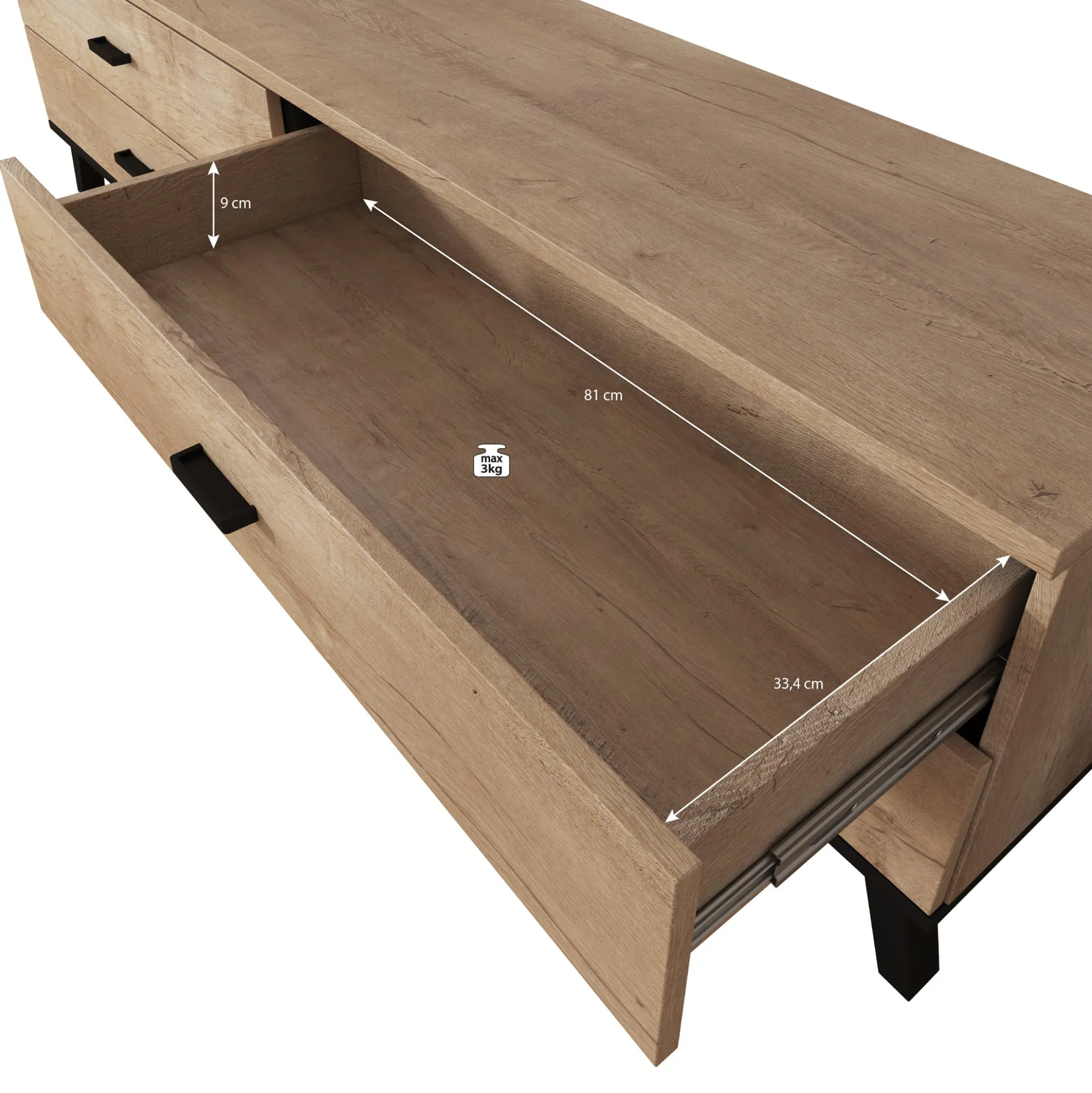 Jenny - TV-Meubel met 4 lades - Eiken - 181 cm