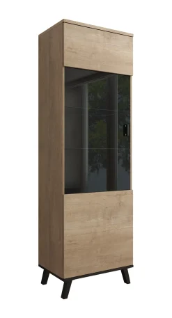 Jenny - Vitrinekast - Eiken/zwart - 61x40x191 cm