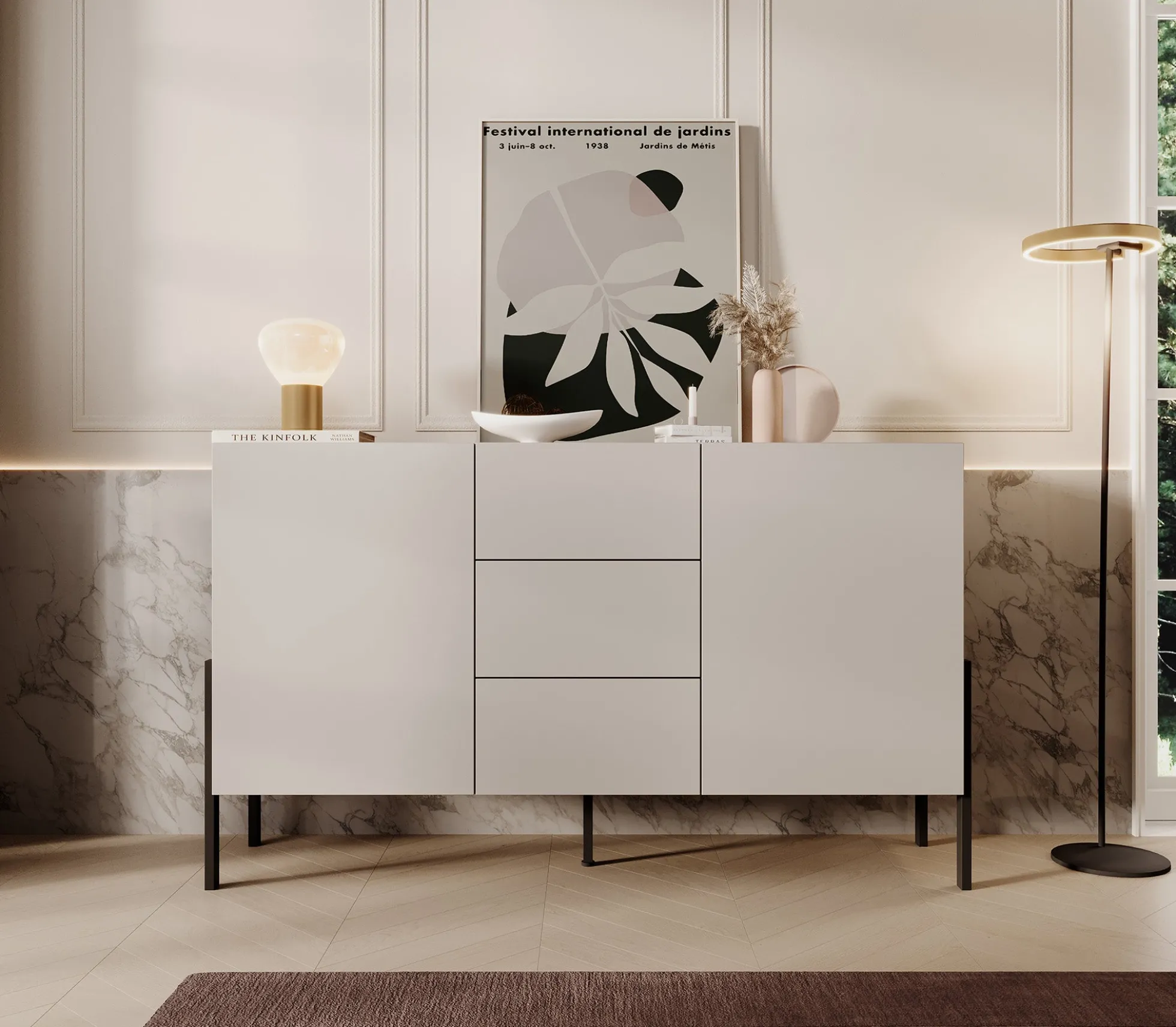 Jordy - Dressoir - Beige - 154x40x90 cm