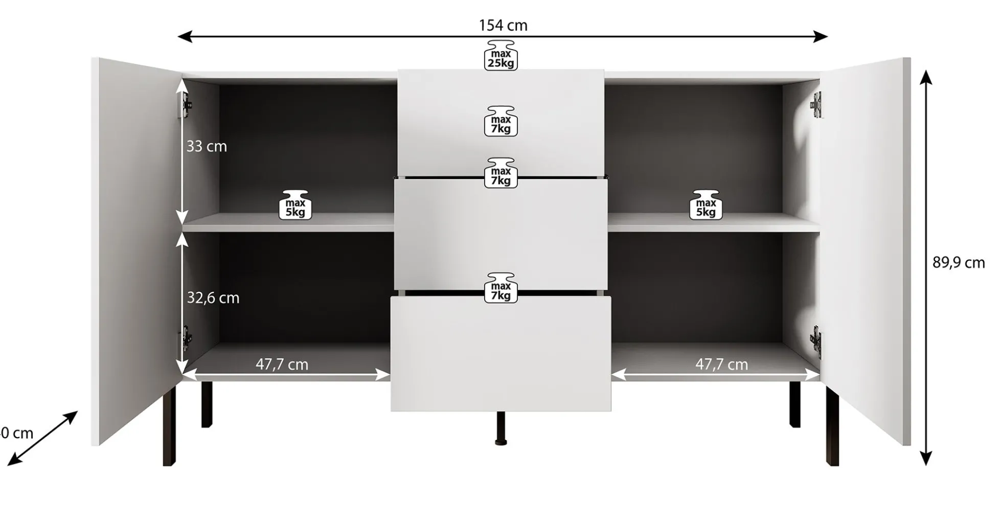 Jordy - Dressoir - Beige - 154x40x90 cm