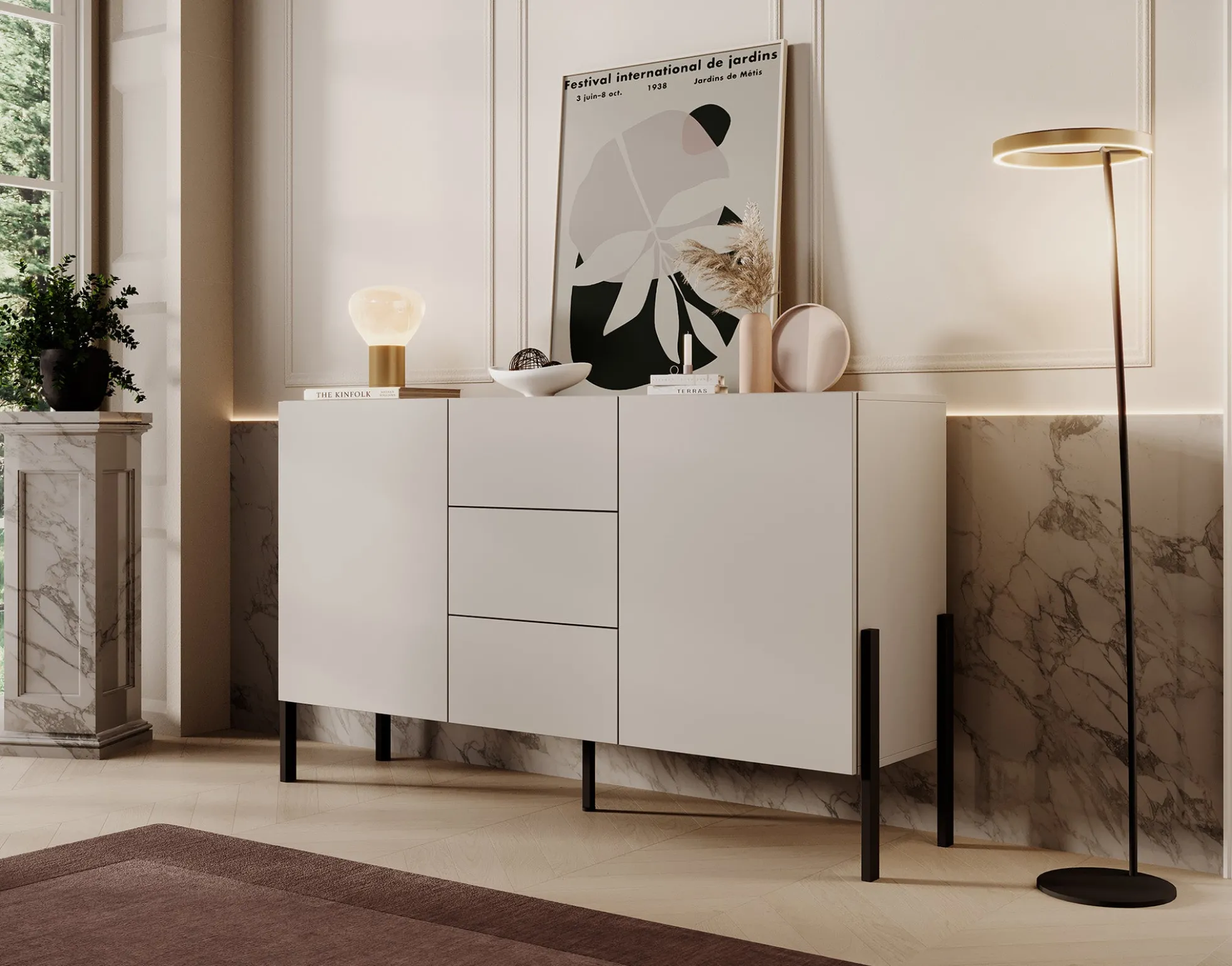 Jordy - Dressoir - Beige - 154x40x90 cm