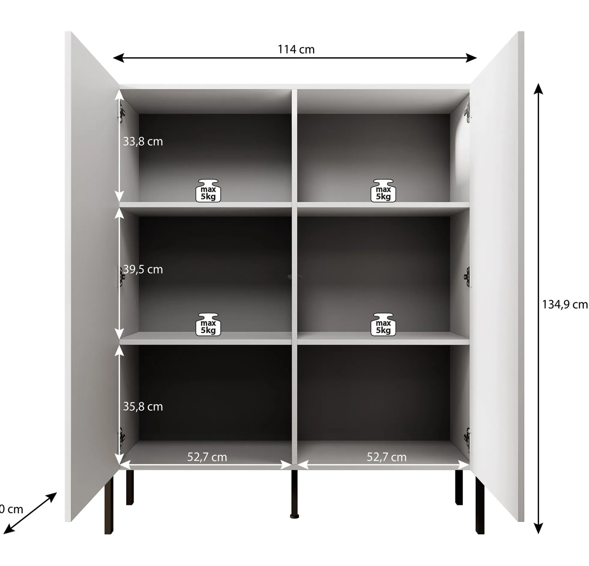 Jordy - Dressoir - Beige - 114x40x135 cm