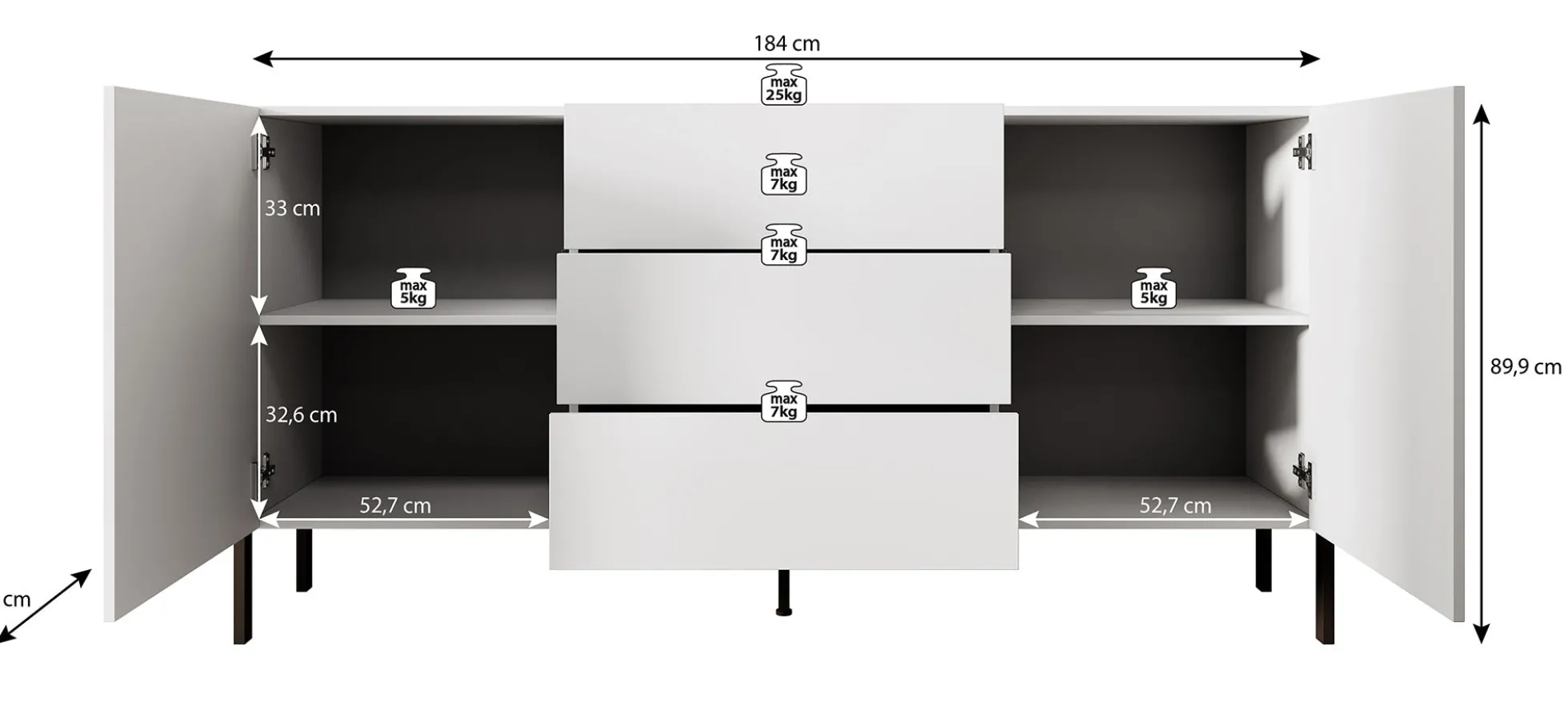 Jordy - Dressoir - Beige - 184x40x90 cm
