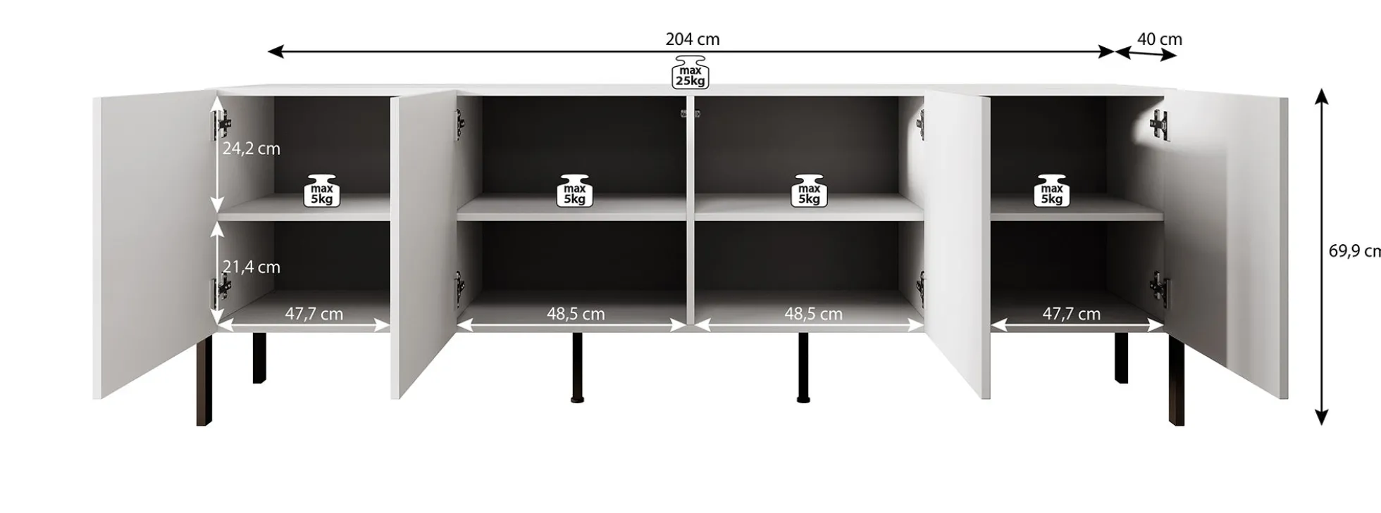 Jordy - TV-Meubel - Beige - 204 cm