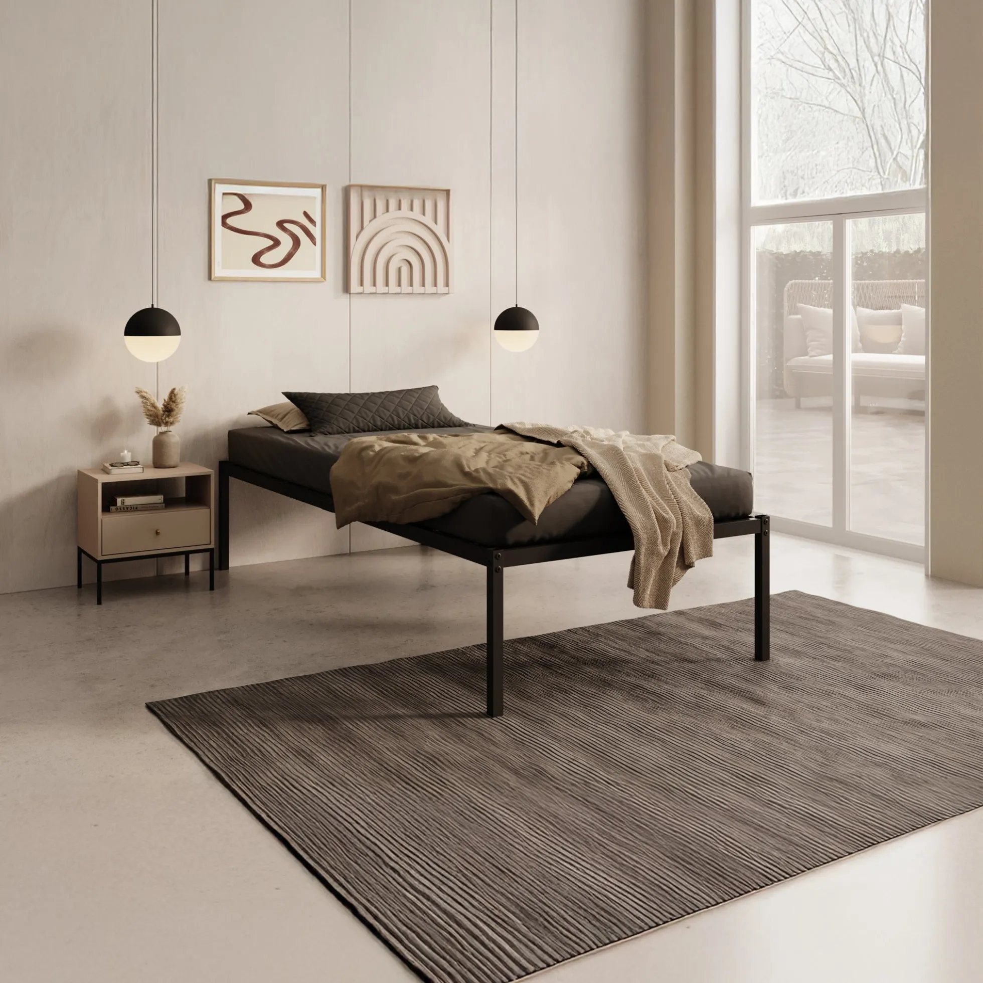 Justin - Eenpersoonsbed - Metaal zwart - 90x200 cm
