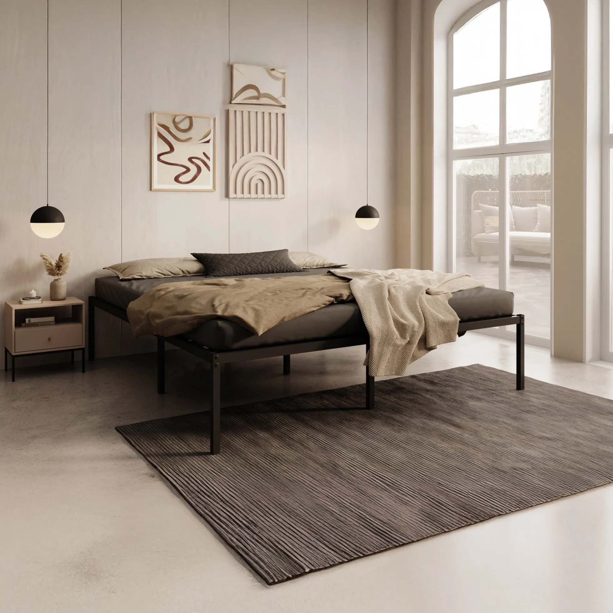 Justin - Tweepersoonsbed - Metaal zwart - 180x200 cm
