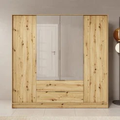 Kaelum - Kledingkast 4-deurs - Eiken - 206x51x200 cm
