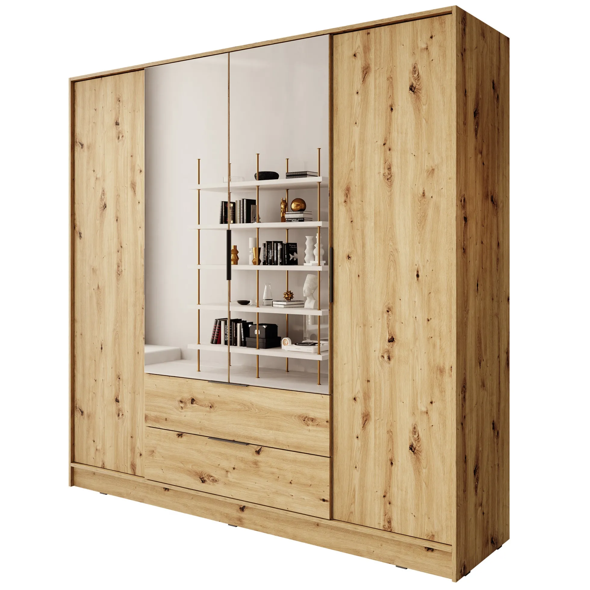 Kaelum - Kledingkast 4-deurs - Eiken - 206x51x200 cm