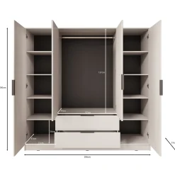 Kaelum - Kledingkast 4-deurs - Eiken - 206x51x200 cm