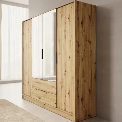 Kaelum - Kledingkast 4-deurs - Eiken - 206x51x200 cm