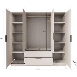 Kaelum - Kledingkast 4-deurs - Zwart