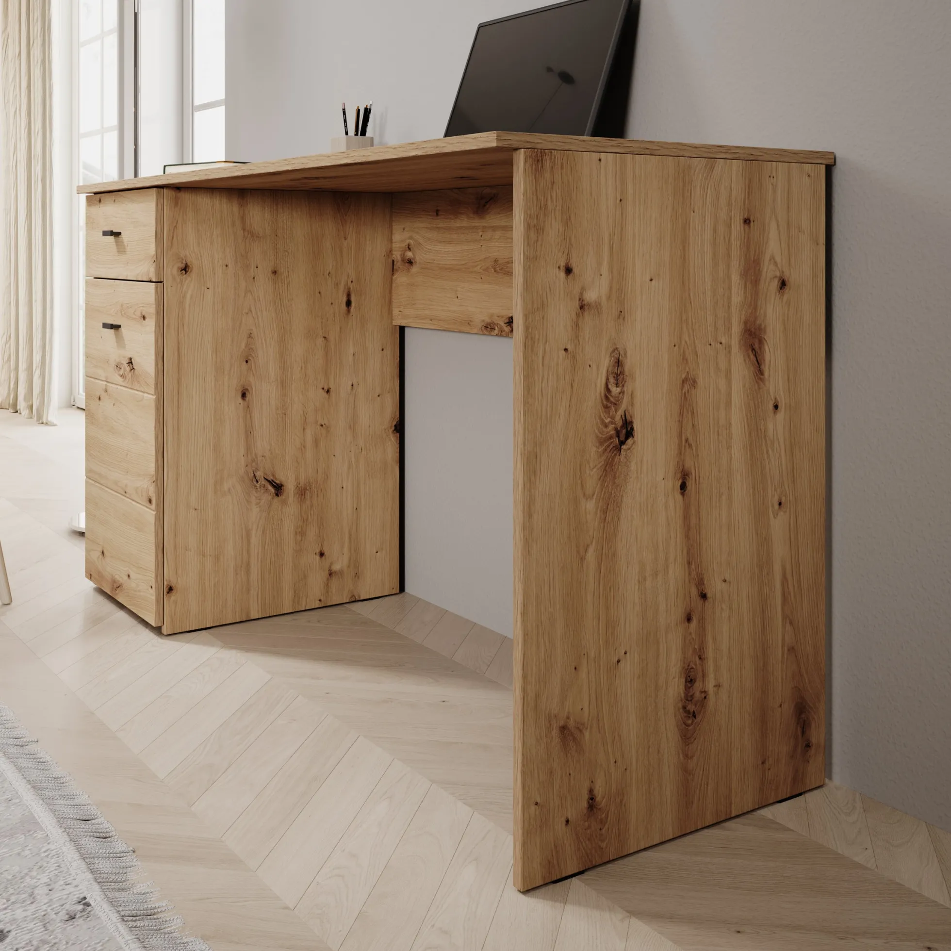 Kairo - Bureau - Eikenpatroon - 140x50x77 cm