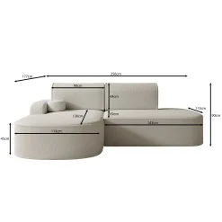 Kalero - Hoekbank 2-zits met chaise longue - Teddystof beige - Links