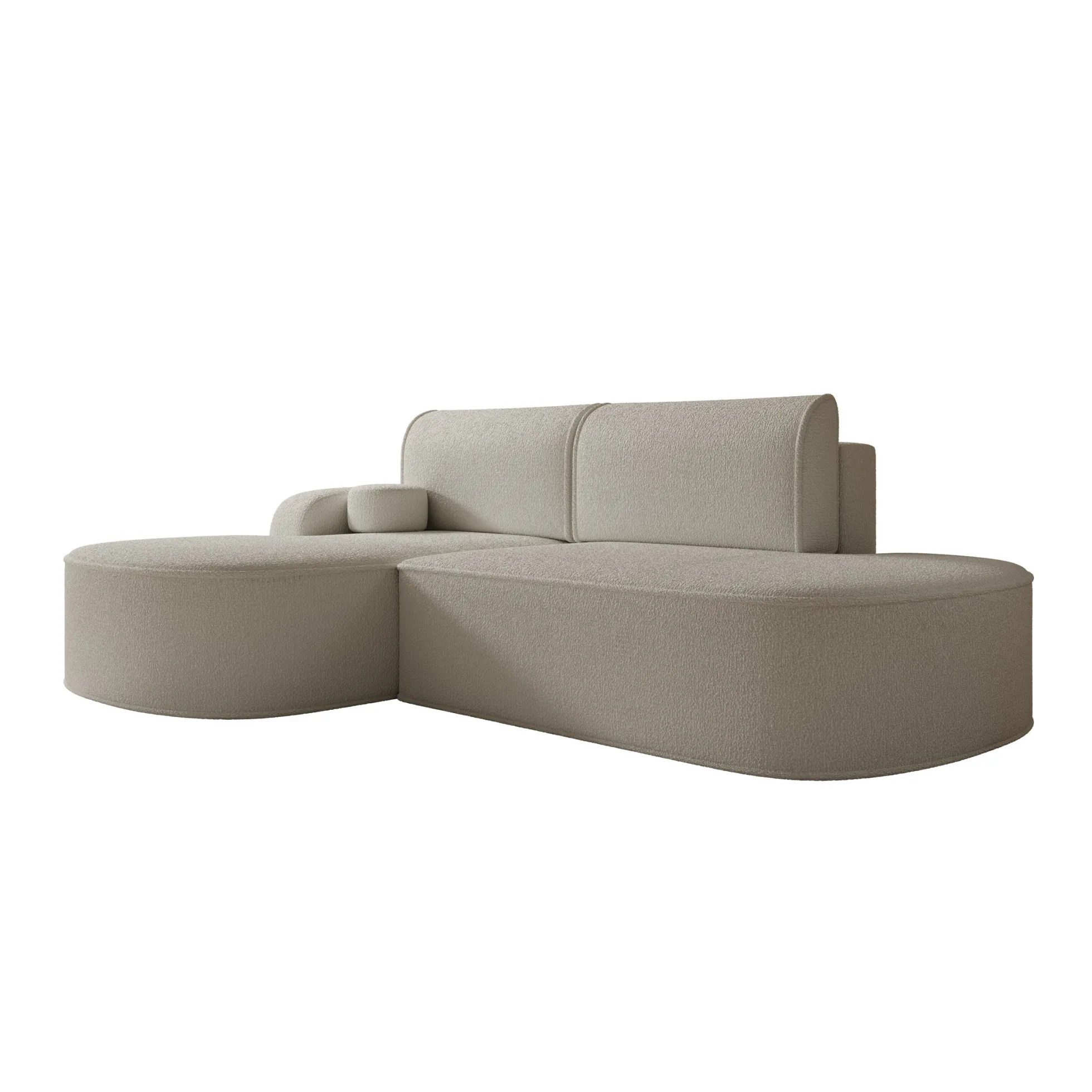 Kalero - Hoekbank 2-zits met chaise longue - Teddystof beige - Links