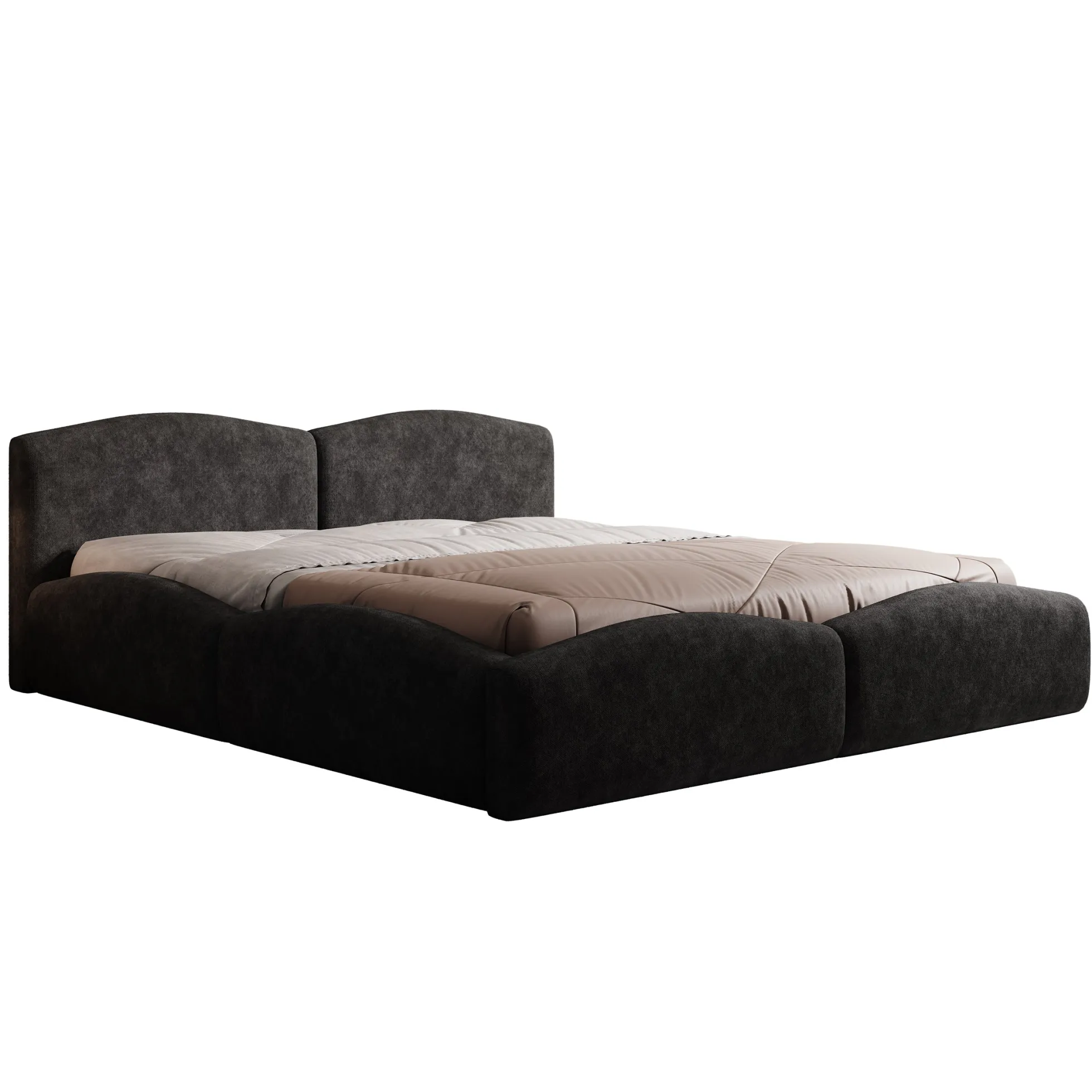 Kamfer - Tweepersoonsbed - Stof zwart - 180x200 cm