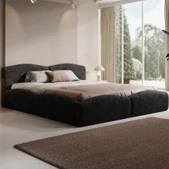 Kamfer - Tweepersoonsbed - Stof zwart - 180x200 cm