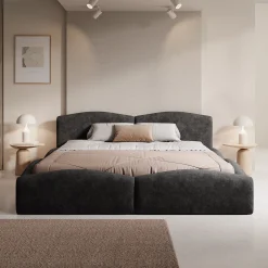 Kamfer - Tweepersoonsbed - Stof zwart - 180x200 cm