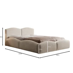 Kamfer - Tweepersoonsbed - Stof beige - 140x200 cm