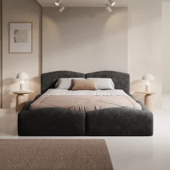 Kamfer - Tweepersoonsbed - Stof zwart - 160x200 cm