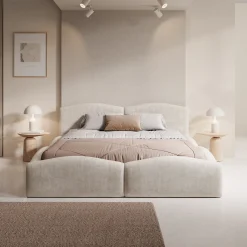 Kamfer - Tweepersoonsbed - Stof beige - 160x200 cm