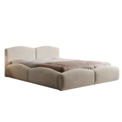 Kamfer - Tweepersoonsbed - Stof beige - 160x200 cm