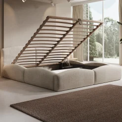 Kamfer - Tweepersoonsbed - Stof beige - 180x200 cm