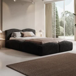 Kamfer - Tweepersoonsbed - Stof zwart - 140x200 cm