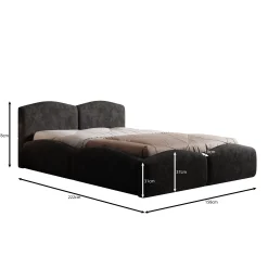 Kamfer - Tweepersoonsbed - Stof zwart - 140x200 cm