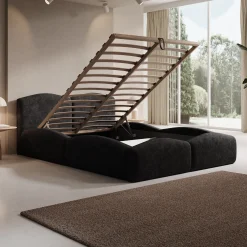 Kamfer - Tweepersoonsbed - Stof zwart - 140x200 cm