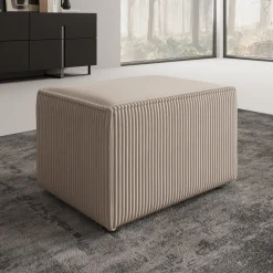 Kandahar - Poef - Ribstof taupe - 60x45x38 cm