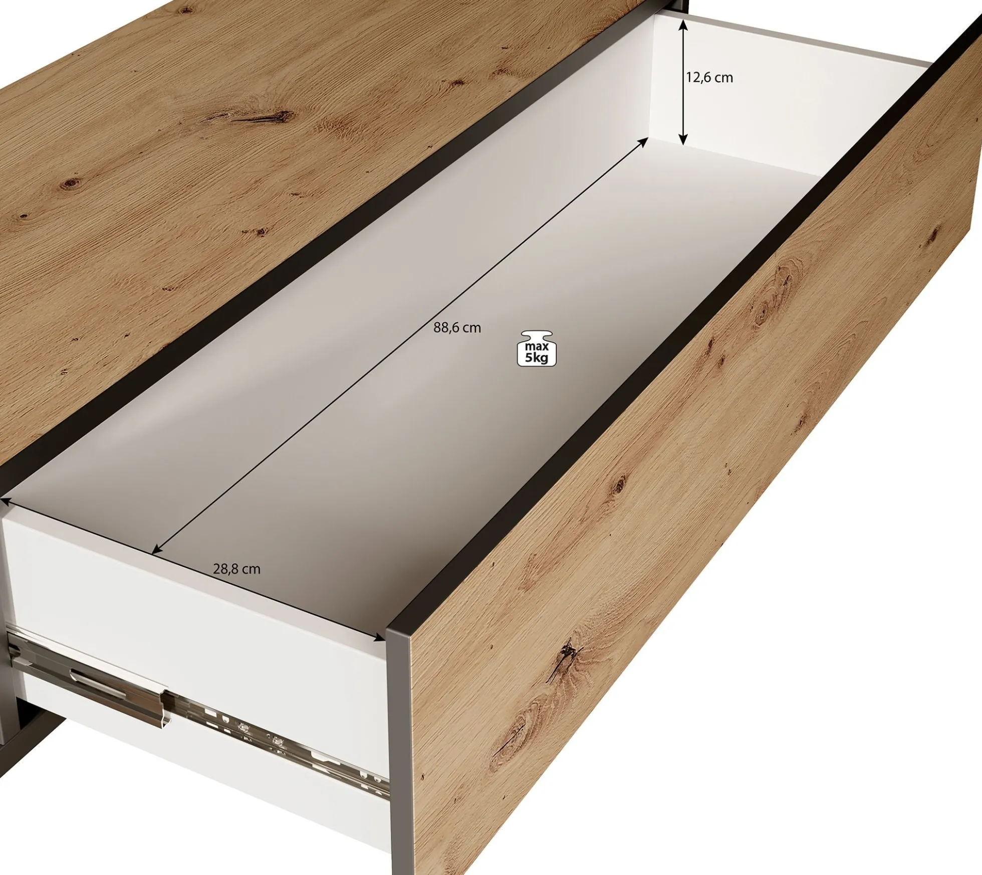Kandelo - TV-Meubel met 2 deuren - Eiken/zwart - 300 cm