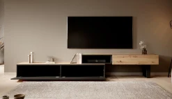 Kandelo - TV-Meubel met 2 deuren - Eiken/zwart - 300 cm