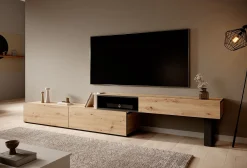Kandelo - TV-Meubel met 2 deuren - Eiken/zwart - 300 cm