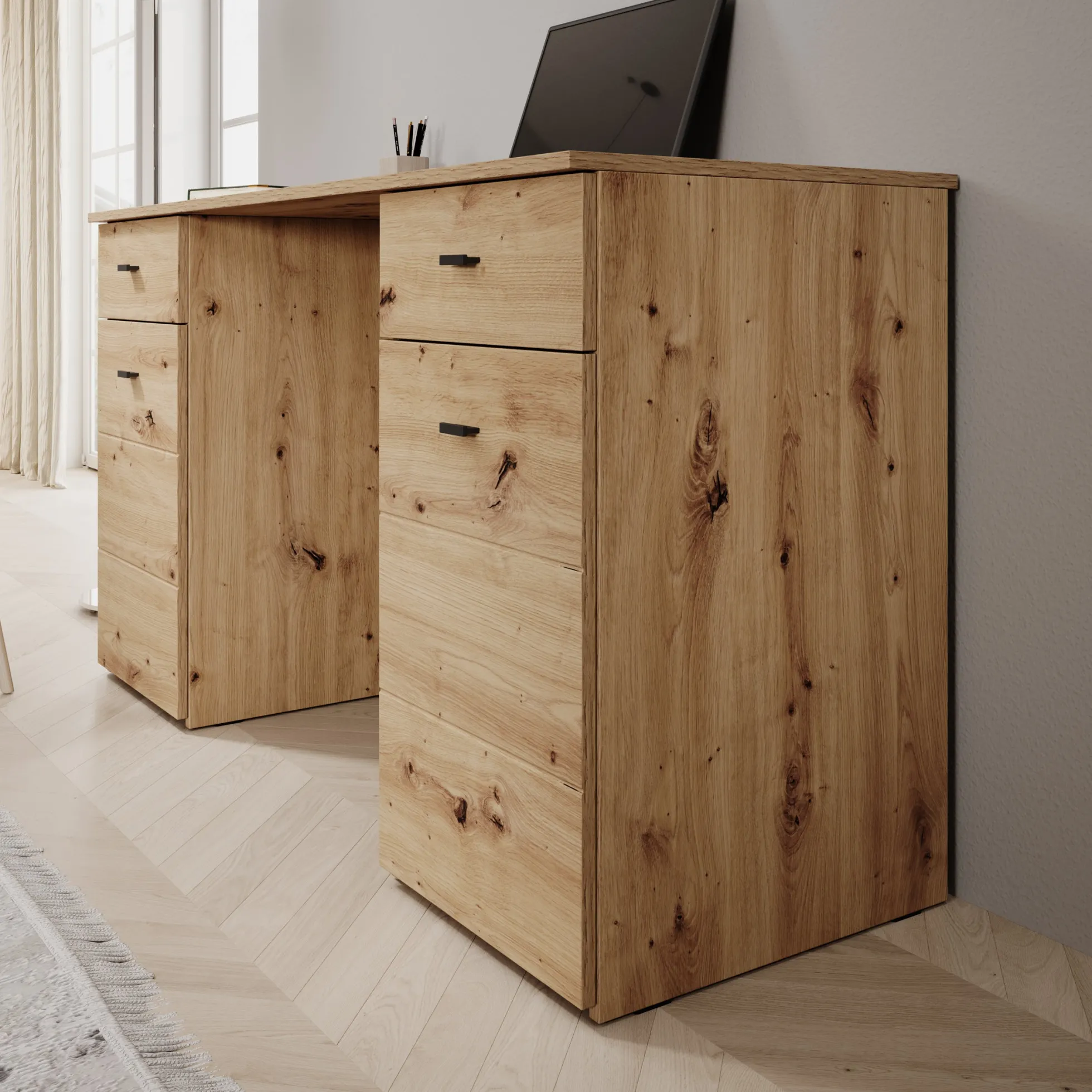 Kano - Bureau - Eikenpatroon - 140x50x77 cm