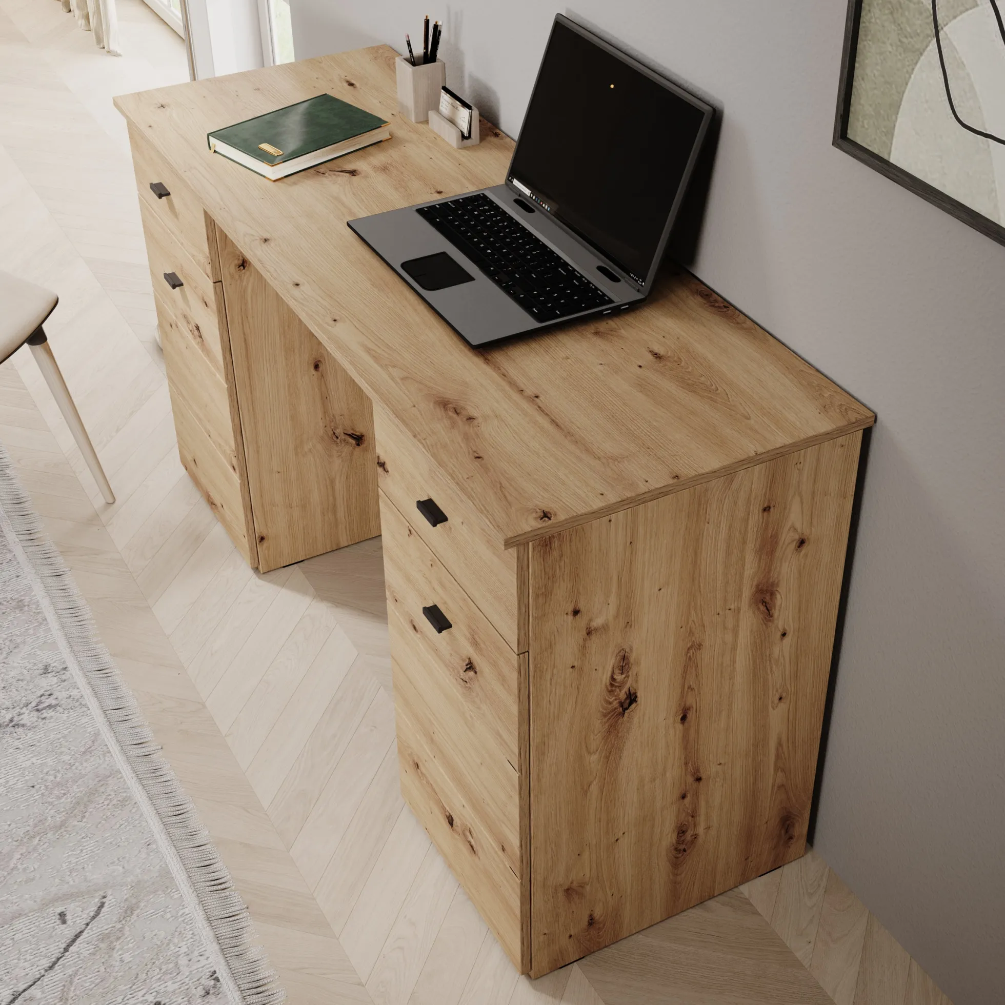 Kano - Bureau - Eikenpatroon - 140x50x77 cm