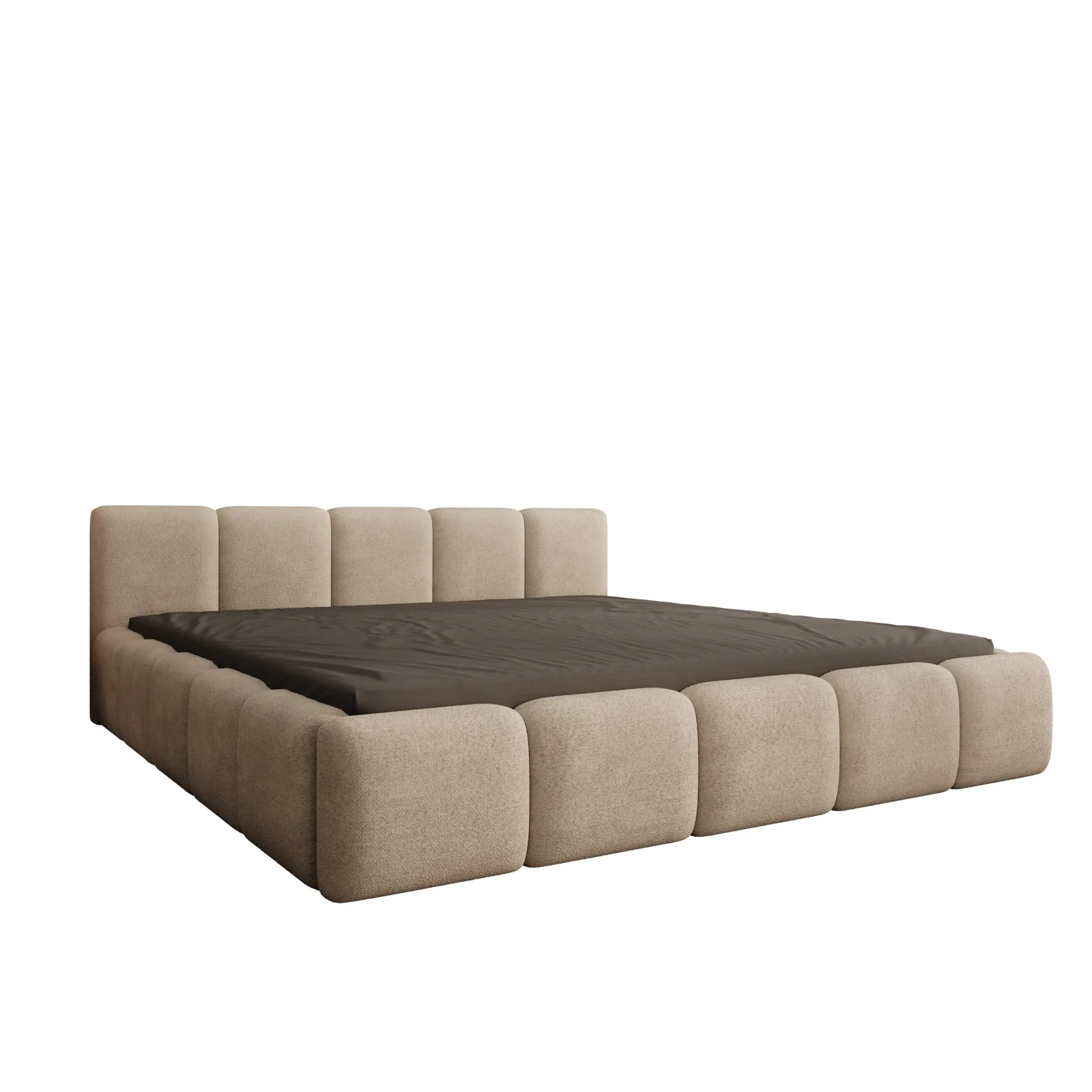 Karisma - Tweepersoonsbed met opbergruimte - Teddystof beige - 180x200