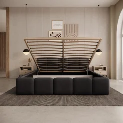 Karisma - Tweepersoonsbed met opbergruimte - Zwart velvet - 160x200 cm