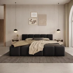 Karisma - Tweepersoonsbed met opbergruimte - Zwart velvet - 160x200 cm