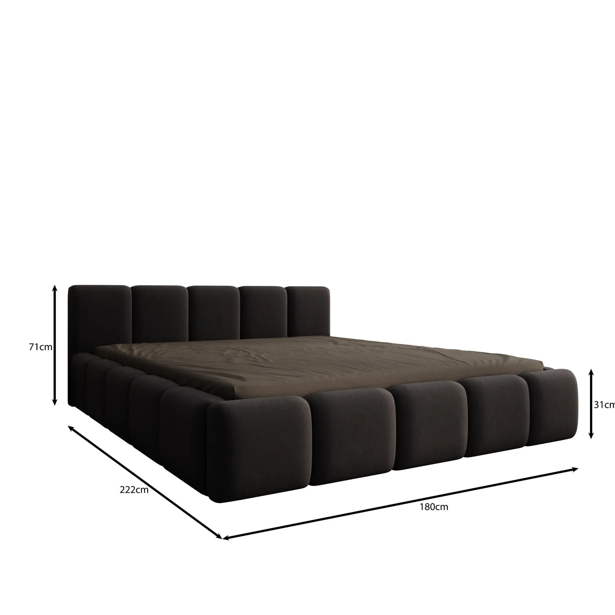 Karisma - Tweepersoonsbed met opbergruimte - Zwart velvet - 160x200 cm