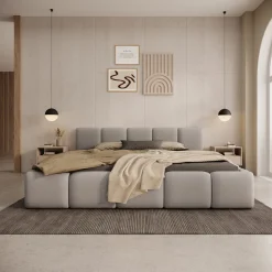 Karisma - Tweepersoonsbed met opbergruimte - Grijs stof - 180x200 cm