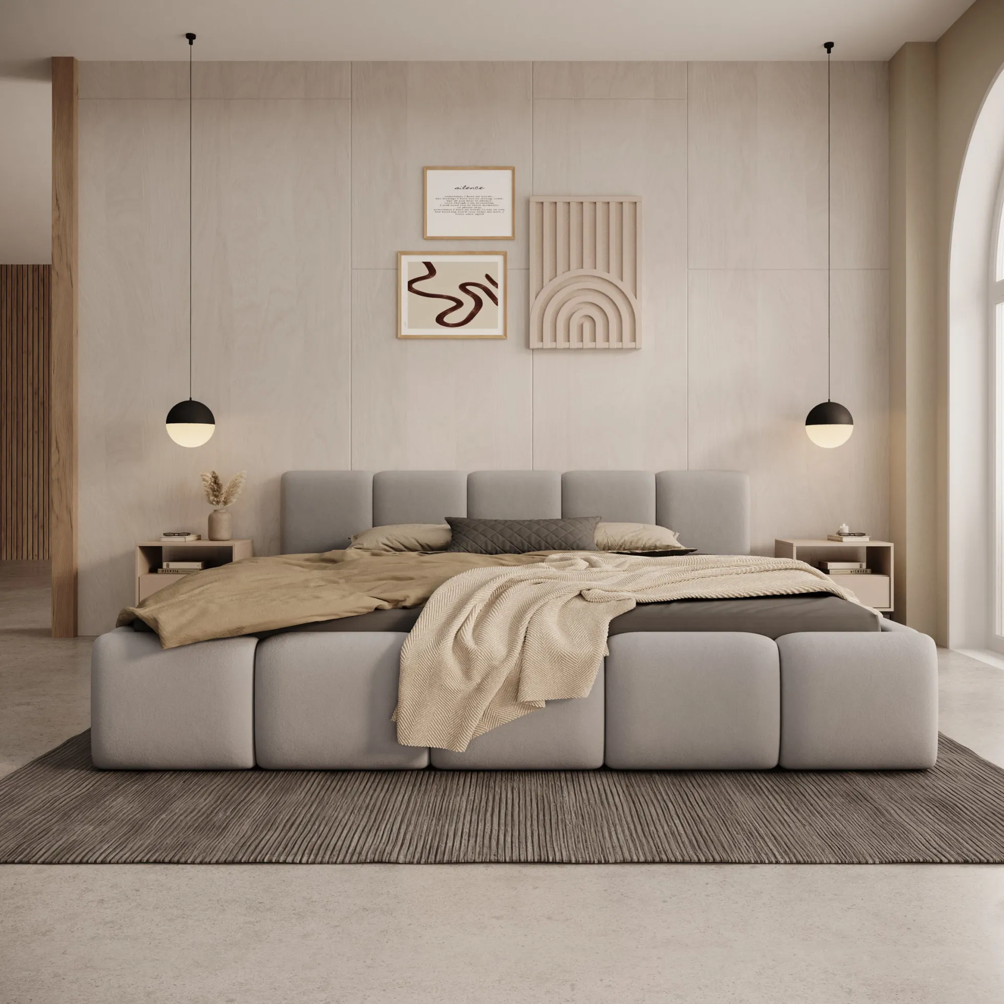 Karisma - Tweepersoonsbed met opbergruimte - Grijs stof - 180x200 cm
