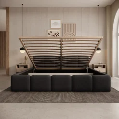 Karisma - Tweepersoonsbed met opbergruimte - Zwart velvet - 180x200 cm