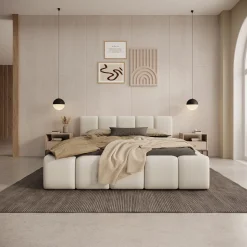 Karisma - Tweepersoonsbed met opbergruimte - Beige stof - 160x200 cm